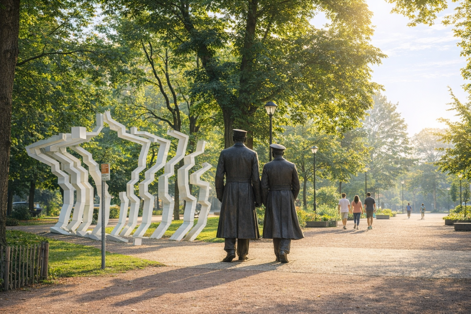 Statues de Gaulle et Churchill au parc Richelieu à Calais